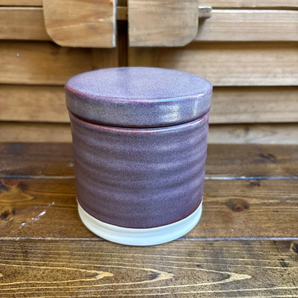 Modern‎ Purple Stoneware Bathroom Set – Canister & Soap Dispenser new